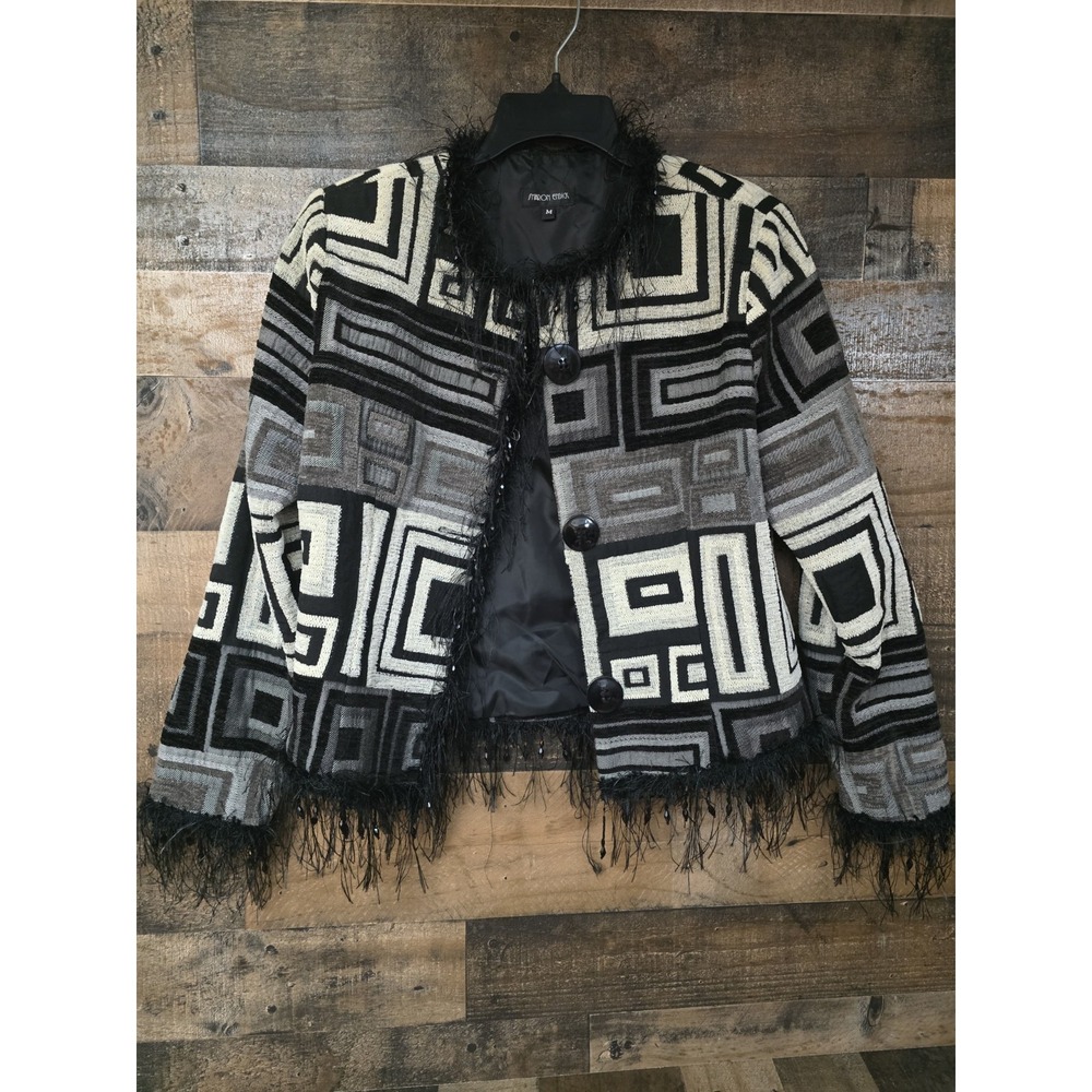 Sharon Endick Tapestry Fringe Edge Jacket Women Medium Maximalist Fairygoth Boho